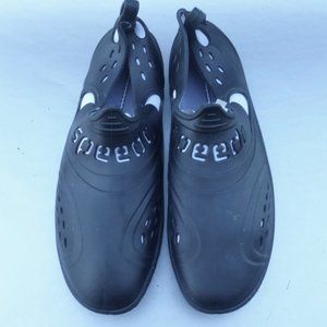 Rare Speedo Aqua Water Black Shoes Ladies Women Size 7 Surfer Rubber Beach Skim